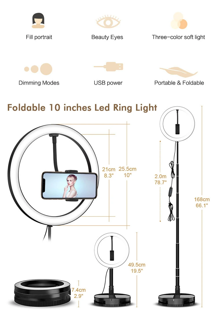 Brightenlux Supplier Wholesale 10′ Beauty LED Selfie Ring Light Makeup Lighting Circle Tripod Stand LED Ring Light for Youtube Video